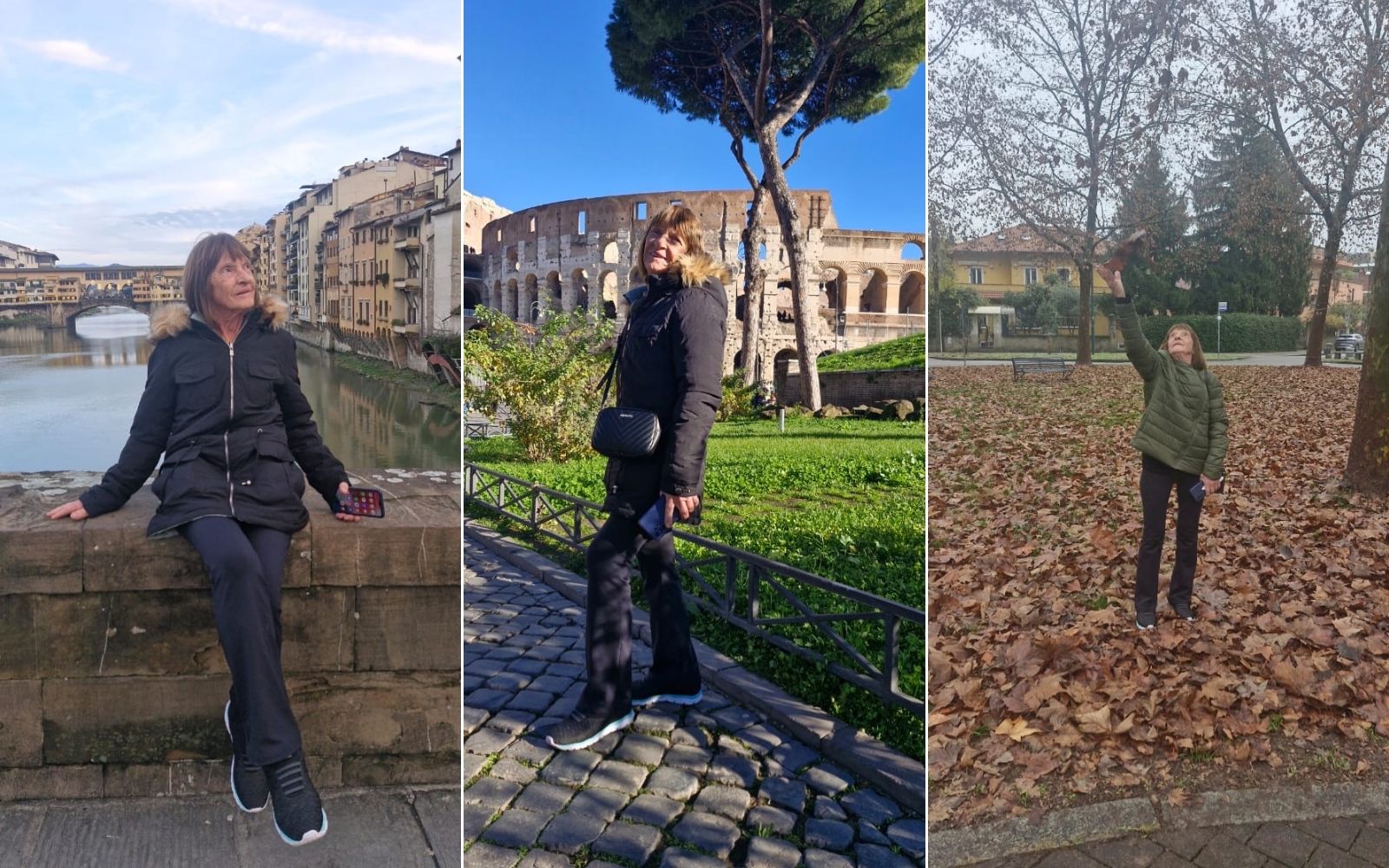 Colagem com cenas de viagem e passeio em inverno europeu